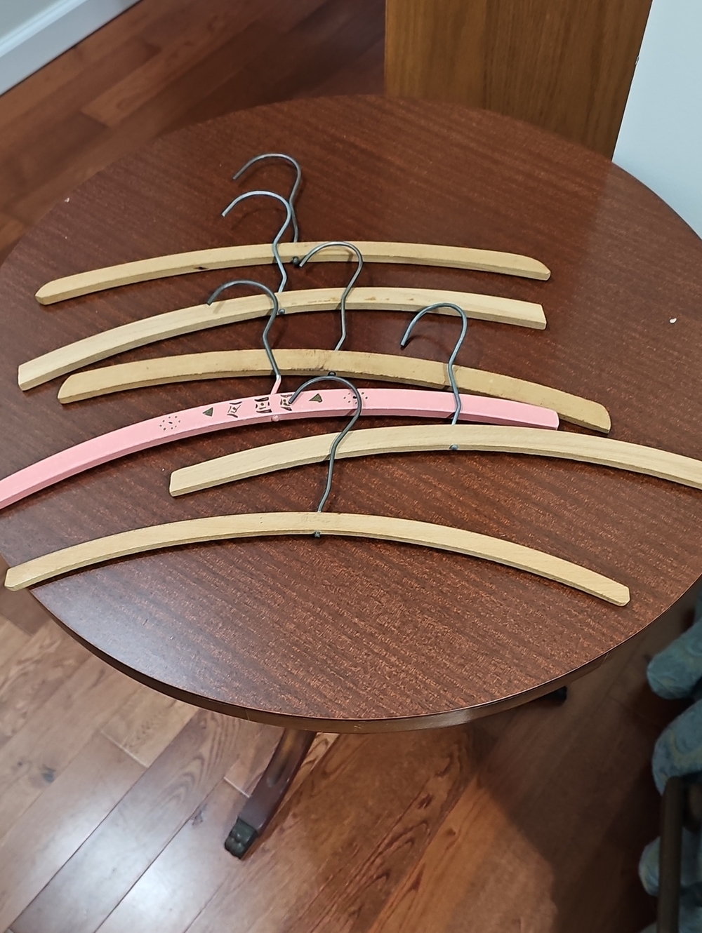 Vintage Wooden Clothing Hangers - Natural Wood and Pink Pack